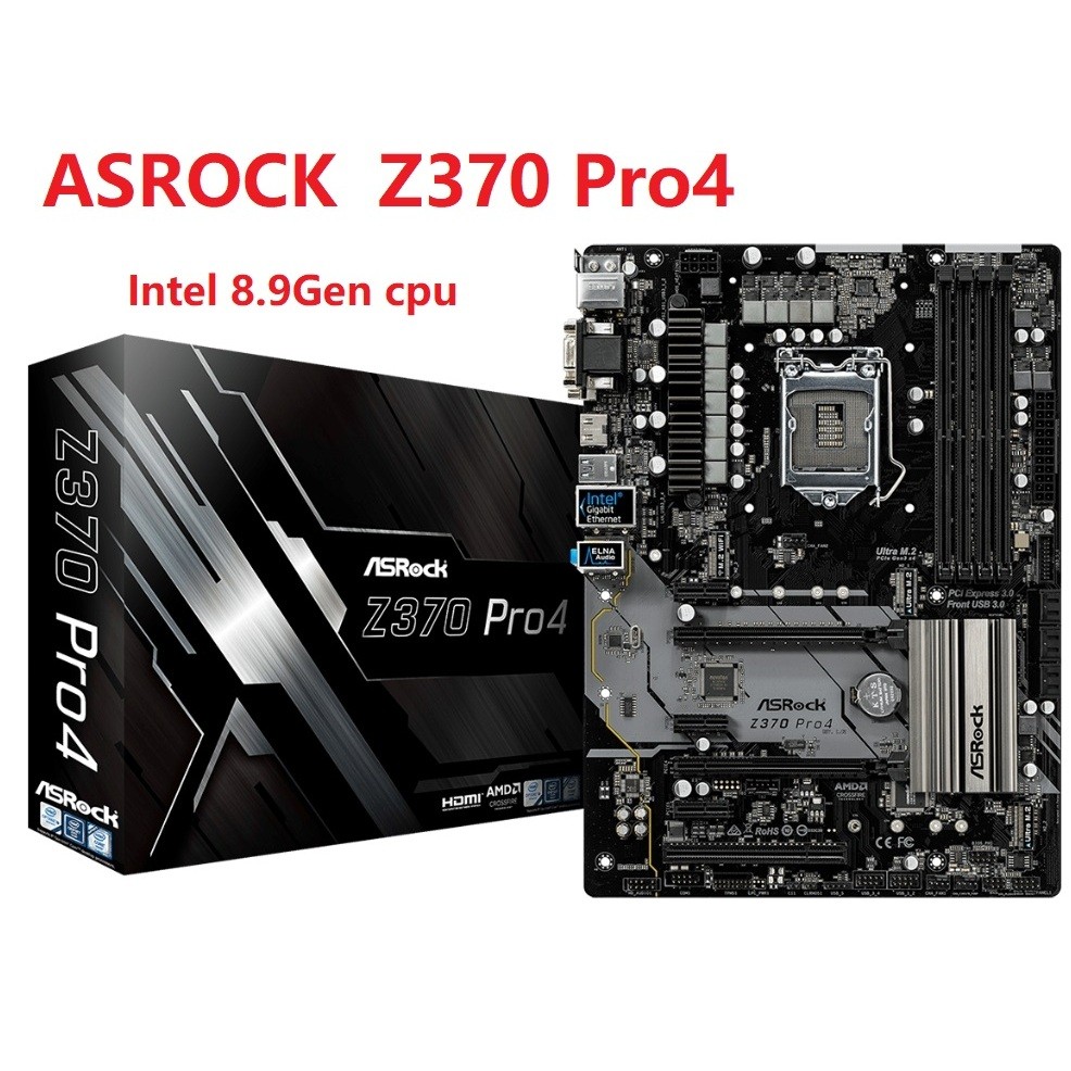 Motherboard ASROCK Z370 PRO4 Bekas LGA 1151 (INTEL 8.9GEN)Intel Z370 64GB DDR4 Desktop ATX Intel Mai