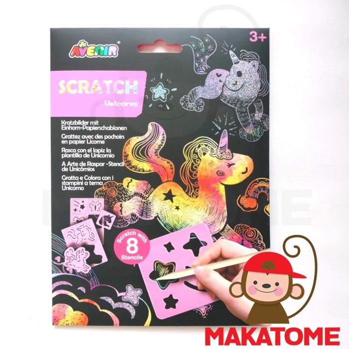 

TERBARU Avenir Scratch with stencil Unicorn unicorns with stencils art and craft diy anak kids