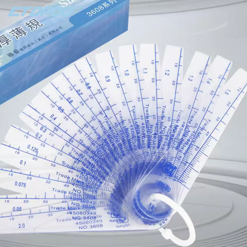 Baru 18 sheet Plastic Feeler Gauge Feeler Plastic Plugs 0.05-1.5mm Thickness Gauge Measurement Tool 