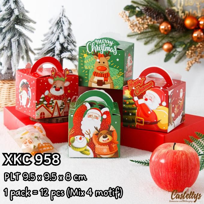 

^^^^^] 12pcs Kotak Souvenir Hadiah XKC 958 Cookies Permen Natal Christmas