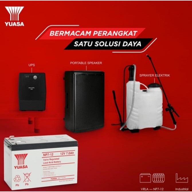 Produk Baru Aki Baterai Kering (Mf Battery) Yuasa 12V 12Volt 7Ah 7 Ampere Ups