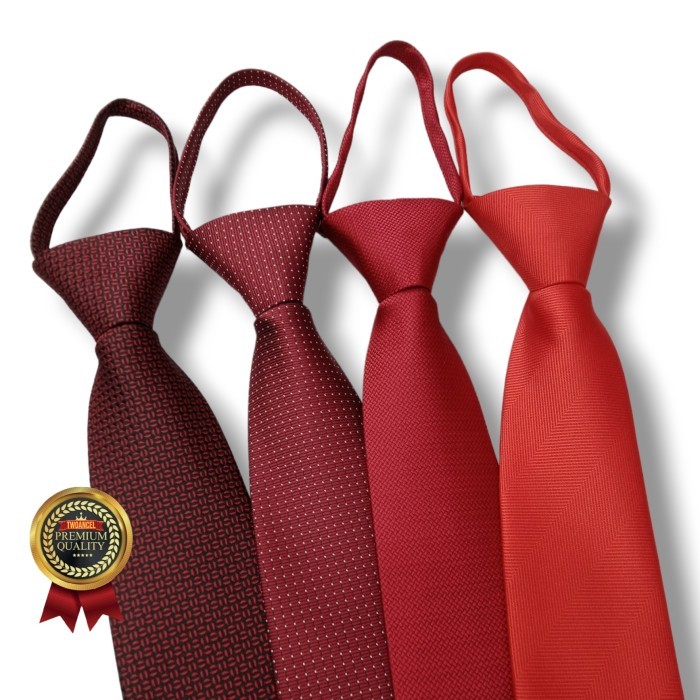 Dasi maroon polos dasi merah Zipper instan siap pakai