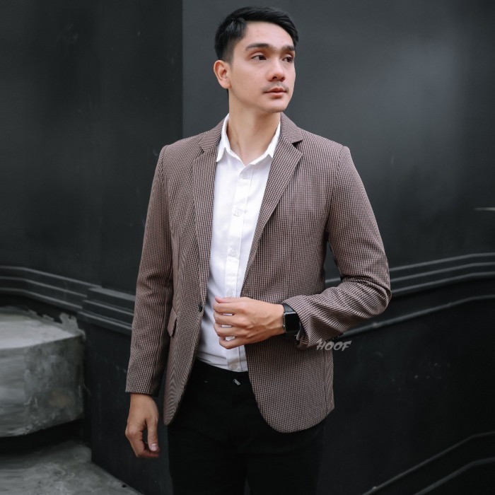 PROMO Jas blazer pria motif slimfit kantor casual