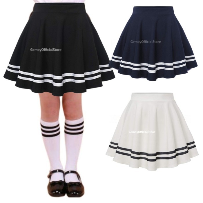 ROK ANAK ANAK PEREMPUAN LIST PUTIH ROK ANAK SEKOLAH JEPANG ROK PENDEK