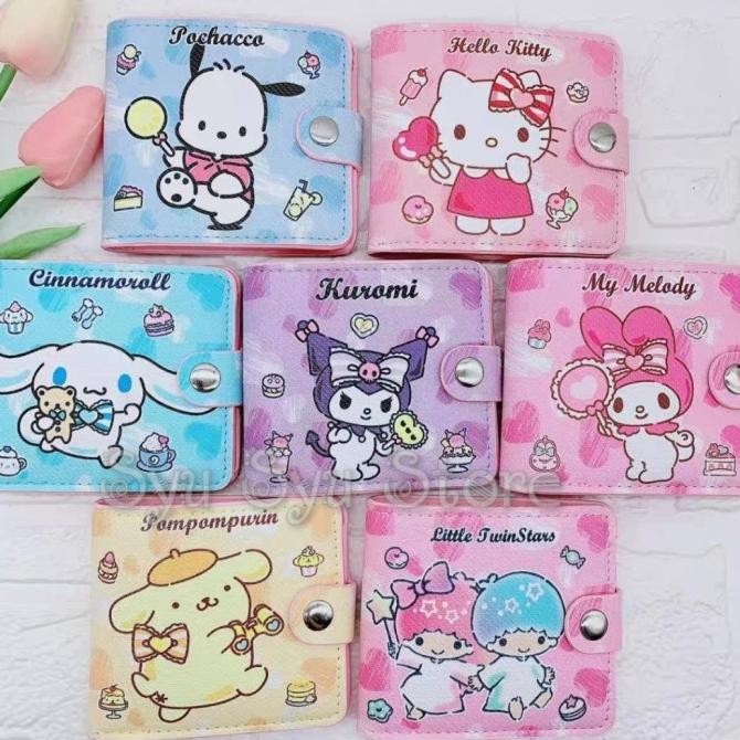 Siap Kirim Dompet Klip HEART Kuromi My Melody Cinnamoroll Pochacco Hello Kitty