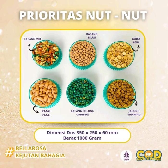 

BARANG TERLARIS (ISI 6) HAMPERS LEBARAN BELLAROSA PRIORITAS NUT NUT KACANG // PARCEL LEBARAN