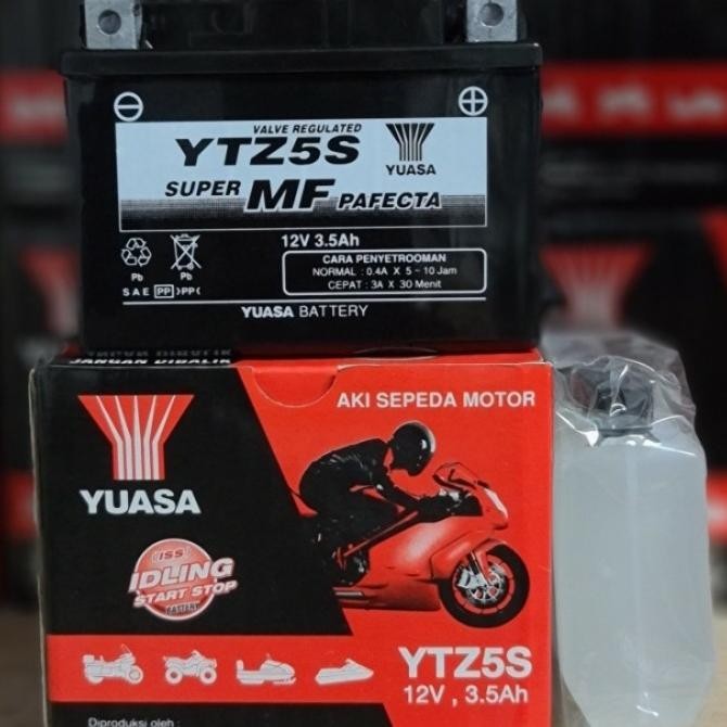 aki motor vario 110, mio soul gt, beat, vixion yuasa ytz5s aki kering asli
