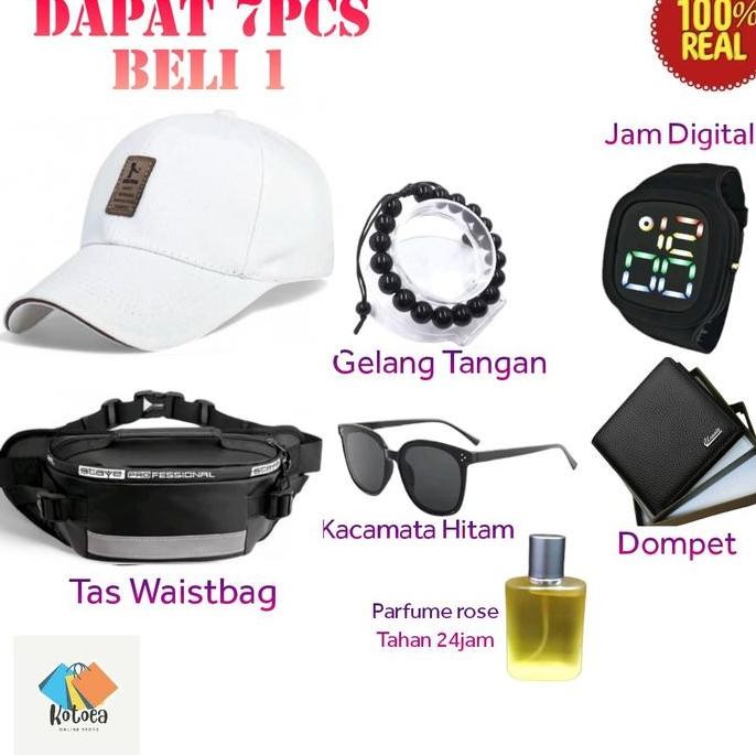 Siap Kirim Paket Hemat Tas Pinggang Selempang Slingbag Pria Wanita dapat 7 item Jam Digital Kacamata
