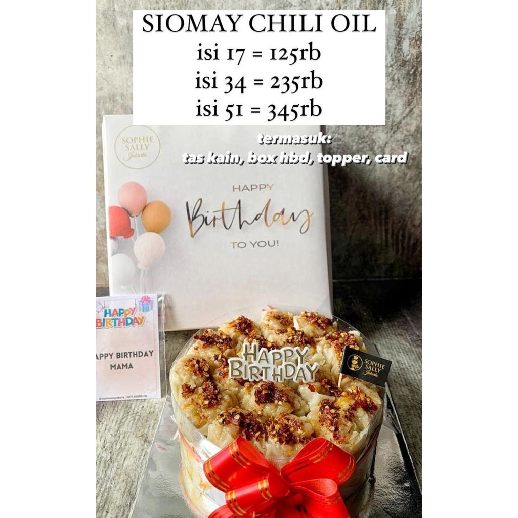 

Murah Siomay Ayam Chili Oil Tart - Hampers Birthday Edition - Ready Setiap Hari