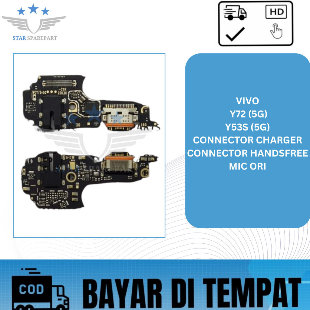 FLEXIBEL VIVO Y72 (5G) / Y53S (5G) + CONNECTOR CHARGER + CONNECTOR HANDSFREE + MIC ORI