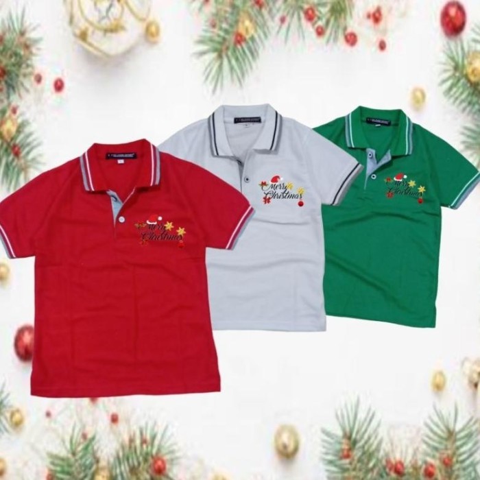BARU KAOS BERKERAH MERRY CHRISTMAS NATAL ANAK SEKOLAH MINGGU