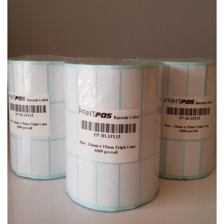 

Barcode Label 33Mm X 15Mm, 3Pcs/Baris (6000Pcs/Roll), Lbl33X15X6
