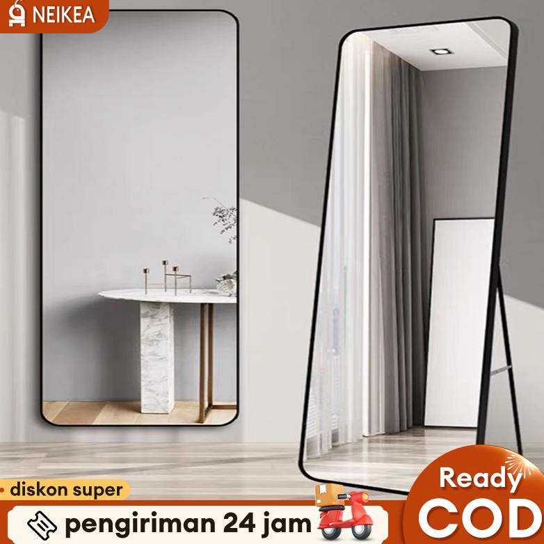 Cermin Berdiri Full Body dengan Roda Cermin Aesthetic Cermin Gantung Cermin rias