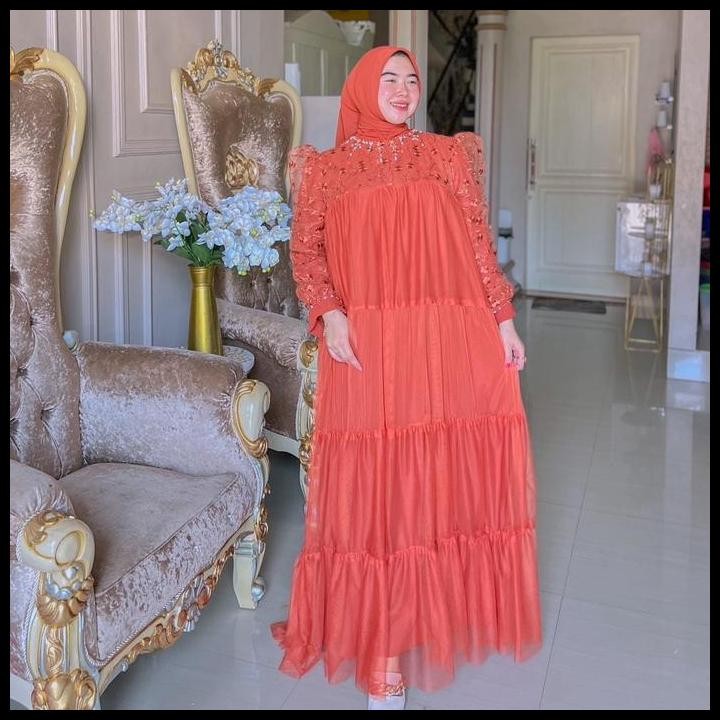 Terlaris {Rhs} Cheryl Gamis Jumbo Set Hijab Tile Brokat Payet / Gamis Kekinian Full Tile / Gamis Set