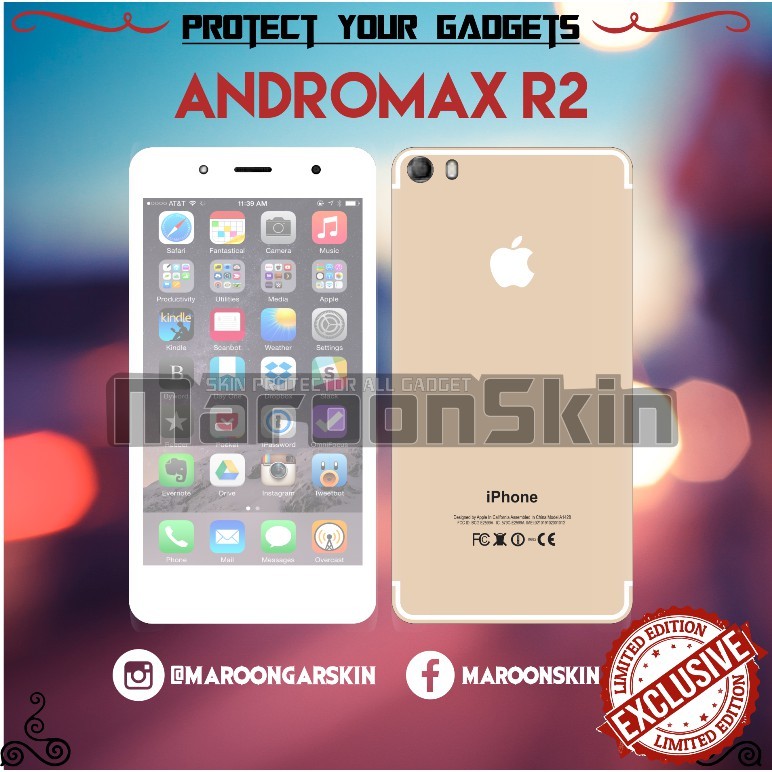 

Premium Cut - Andromax R2 Iphone Gold Garskin Stiker / Case Custom Terlaris 2PCS/ Fullbody