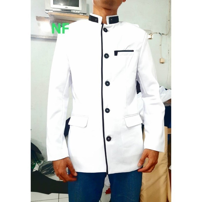 Jas Mandarin Pria Putih/Jas sanghai - S