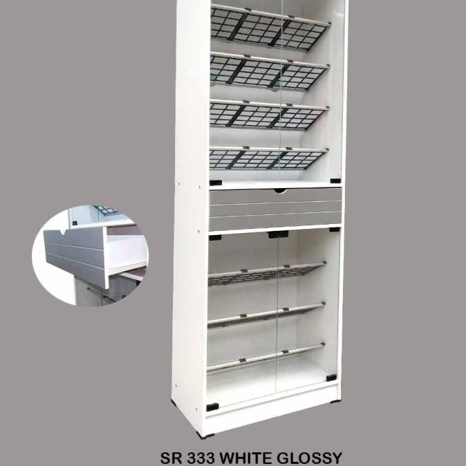 Sale Lemari Rak Sepatu Sr333 Full Putih Tinggi 170 - Bandung Saja