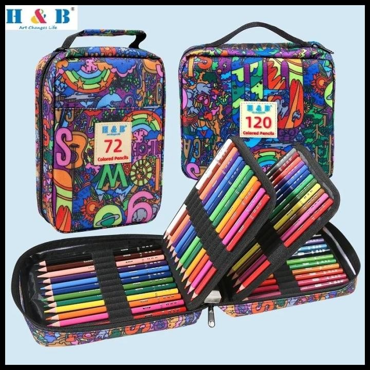 

H & B Pensil Warna 72 & 120 Dengan Tas / H & B Oily Pencils Zipper Bag