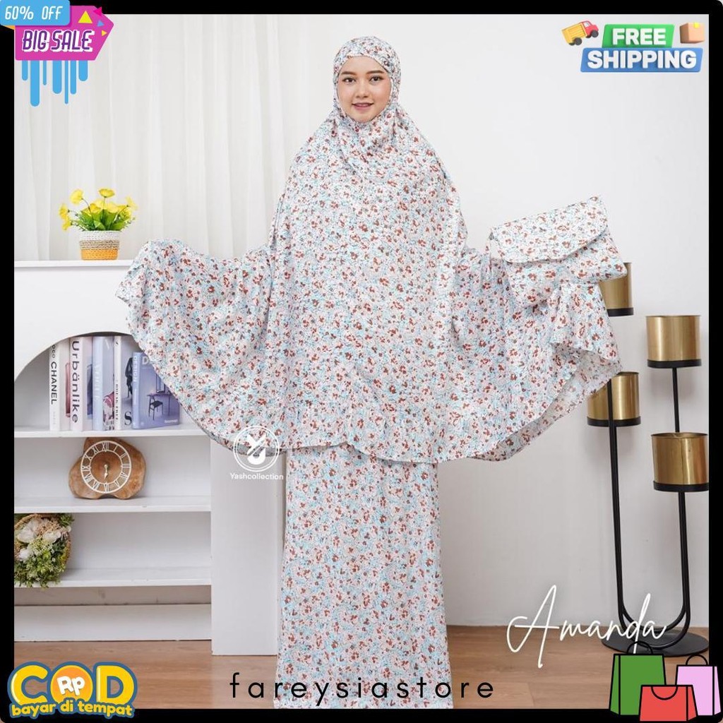 Yashcollection Mukena Dewasa Bali Mukena Cemara Lamia Jumbo Diskon Setengah Harga