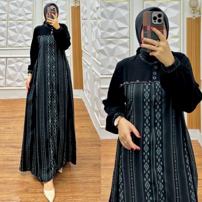 MUSLIM - C004 Gamis Salur Premium / Gamis Kombinasi Salur / Gamis Terbaru Seragaman / Gamis Abaya Hi