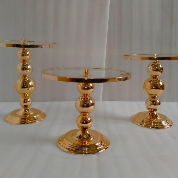 Sale Gold Cake Stand Tempat Kue Kaca Gold Mewah