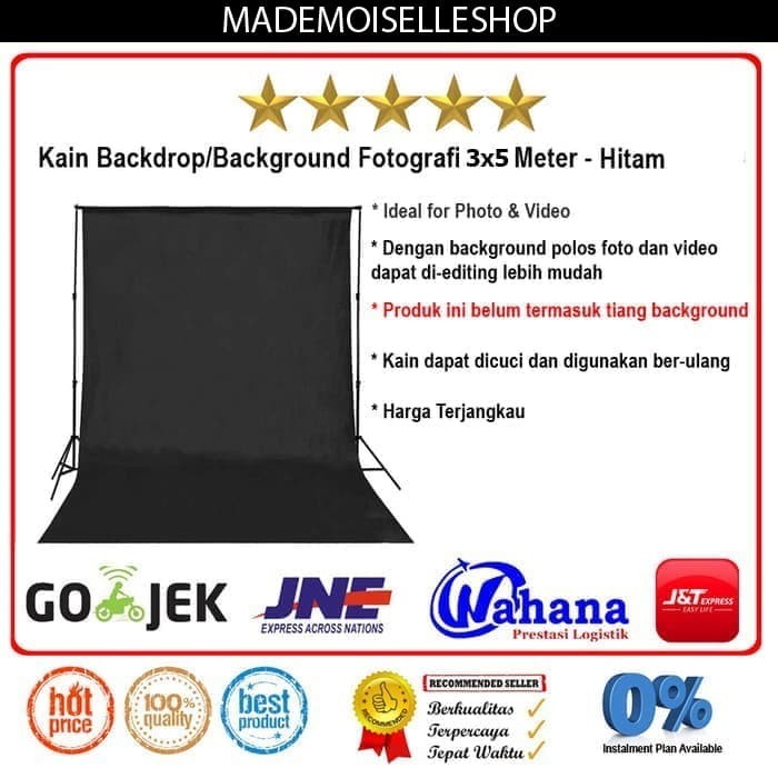 Kain Background/Backdrop Studio Fotografi 3x5 Meter Hitam