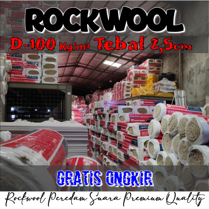 Rockwool Peredam Suara D100 120x60cm Tebal 2,5cm (isi 12 pcs)