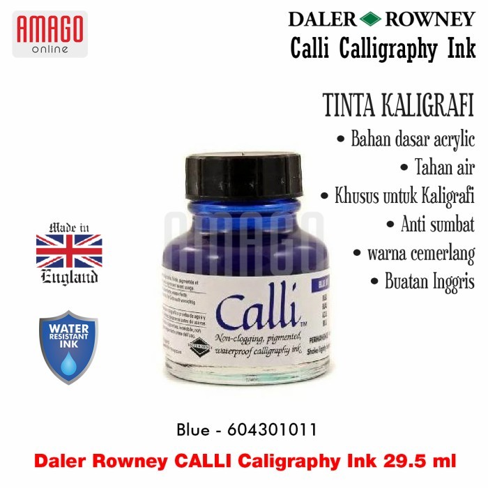 

TERBARU Daler Rowney - CALLI - Calligraphy Ink 29.5ml - Blue - 604301011