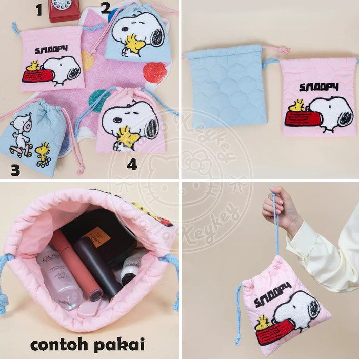 TERBARU pouch kantong serut serbaguna snoopy original sanrio BISA GRAB