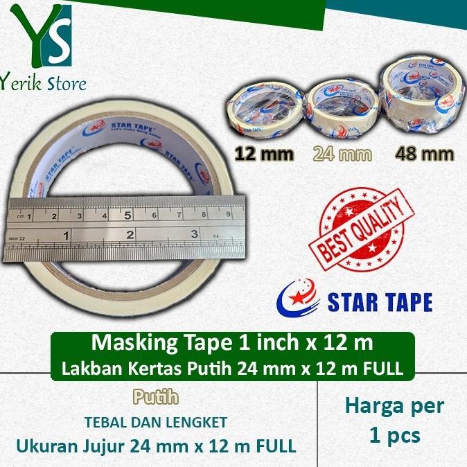 

&<&<&<&] Masking Tape Putih 1 inch x 12 m FULL (24 mm x 12 m) LAKBAN KERTAS