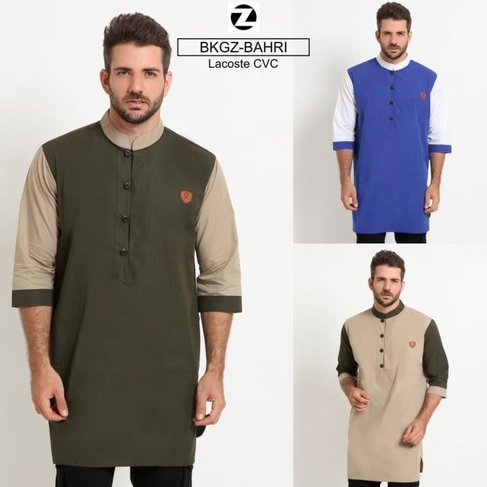 Zayidan Baju Koko Gamis Muslim Pria Bahri Hijau Army Terlaris