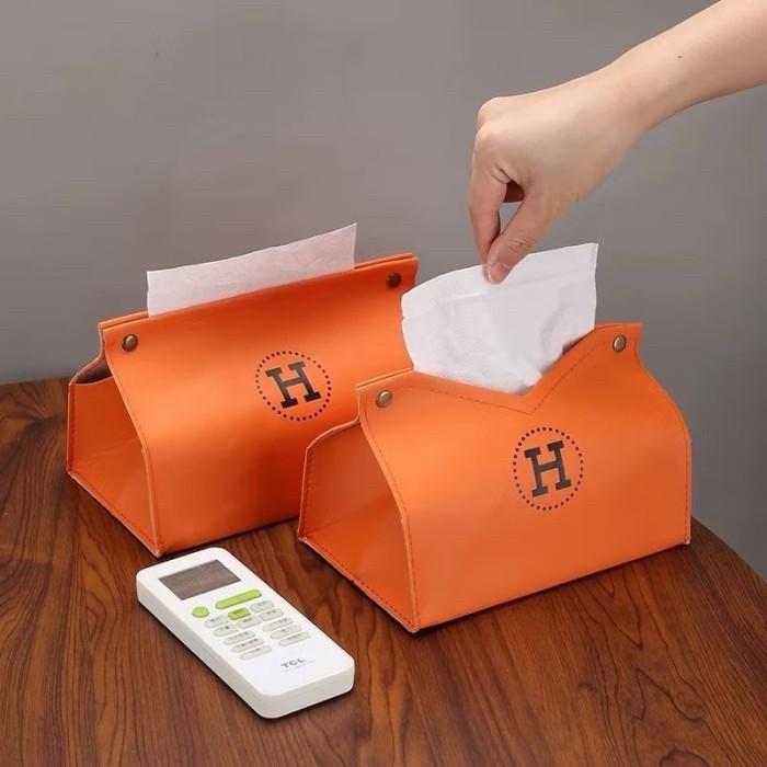 Ready stock] LV brown & Hermes ORANGE tissue box/ kotak tissue bahan kulit