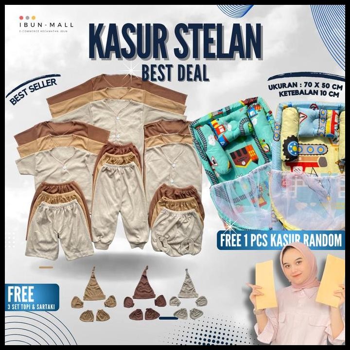 Terlaris Ibun Mall - Best Deal Paket Stelan Bayi Newborn I Satu Set Sarung Tangan, Kaki + Topi I Get