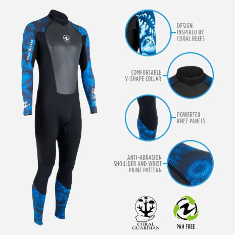 Scuba Diving Wetsuit Selam Aqualung HydroFlex 3mm Coral Guardian Men