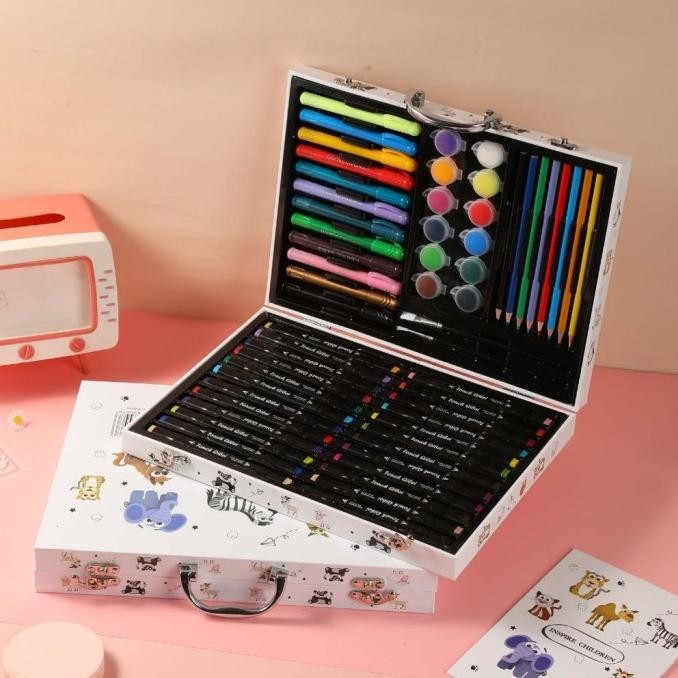 

FU CRAYON SET 58PCS KOPER ALUMINIUM BESI KRAYON PENSIL WARNA 58PCS BOX