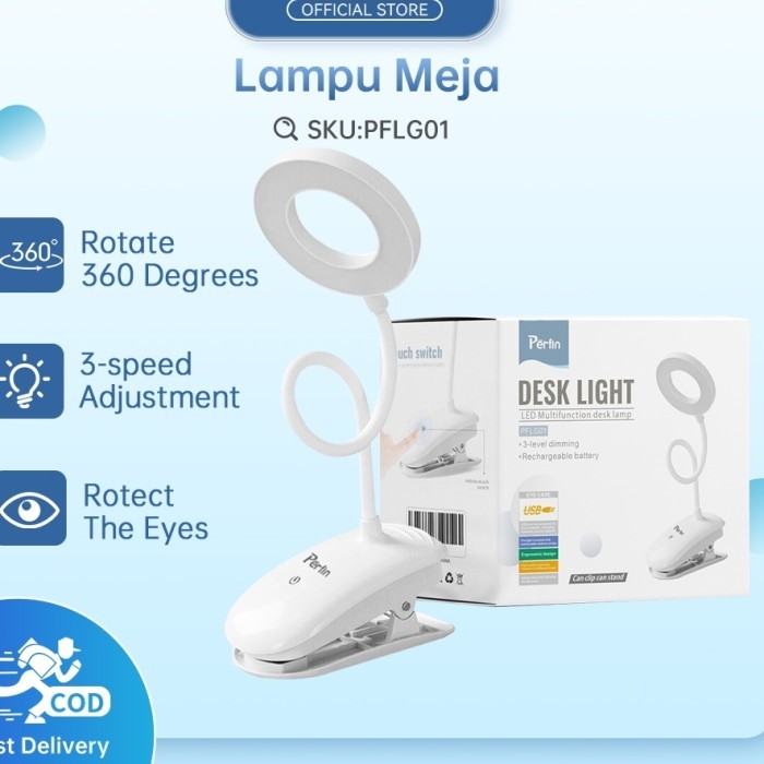 Lampu Meja Lampu Belajar Jepit USB LED Portable Charge Touch Screen