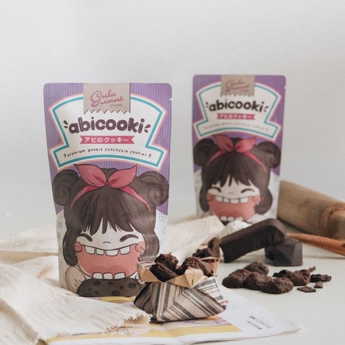 

Double Choco Chips Cookies ABICOOKI - biskuit coklat bulat kemasan