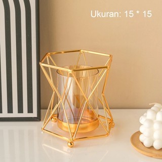 Hotss Vas Besar Kaca Hidroponik Kreatif Palsu Rangkaian Bunga Kering Cahaya Ornamen Mewah Ruang Tamu