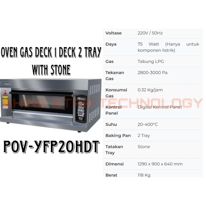 FOMAC OVEN PIZZA GAS DECK Gas Oven 1 Deck 2 Tray with Stone POV-YFP20HDT FOMAC