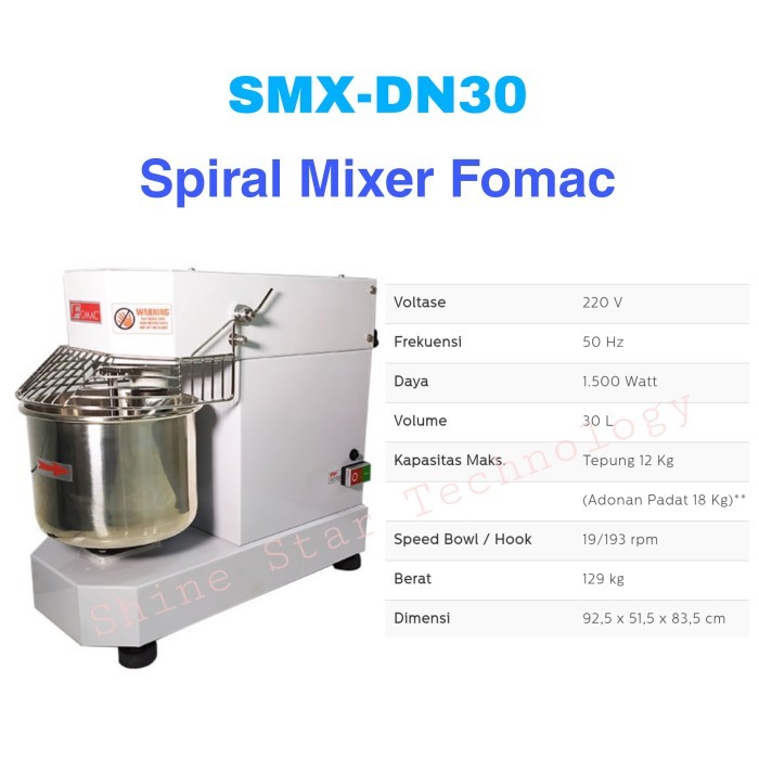 FOMAC SPIRAL MIXER MACHINE Mesin Pengaduk Adonan ROTI SMX-DN30 FOMAC