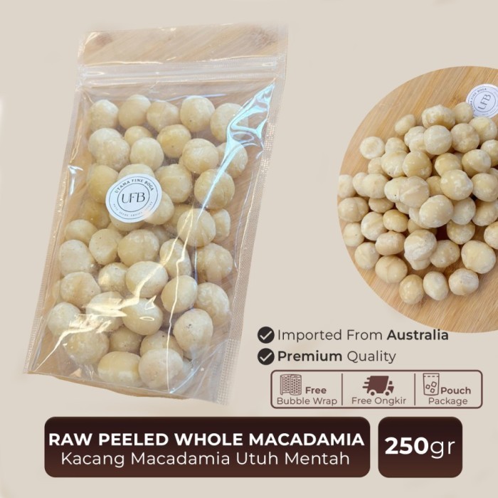 

Kacang Macadamia Utuh Mentah / Raw peeled Whole Macadamia 250 Gram