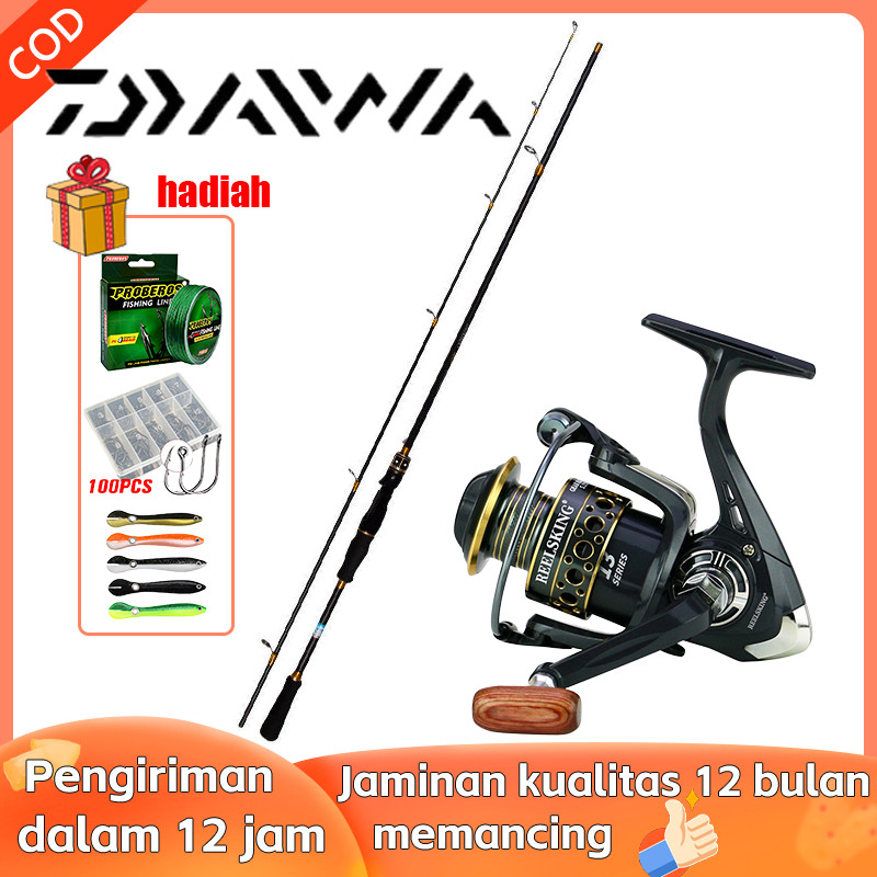 DAIWA Fishing Rod Set Full Set 1.65-2.7M Reel Pancing Gulungan Pancing Pancingan Set Max Drag 50KG k