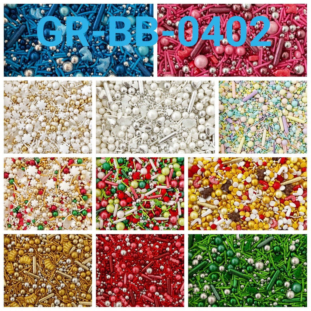 

GR-BB-0402 Trimit springkel sprinkles 100gr mutiara biru emas putih (sprinkles)