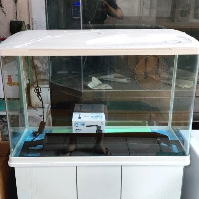 Diskon Aquarium Bending Full Set 80Cm Termasuk Packing Kayu, TIDAK TERMASUK LEMARI/MEJA