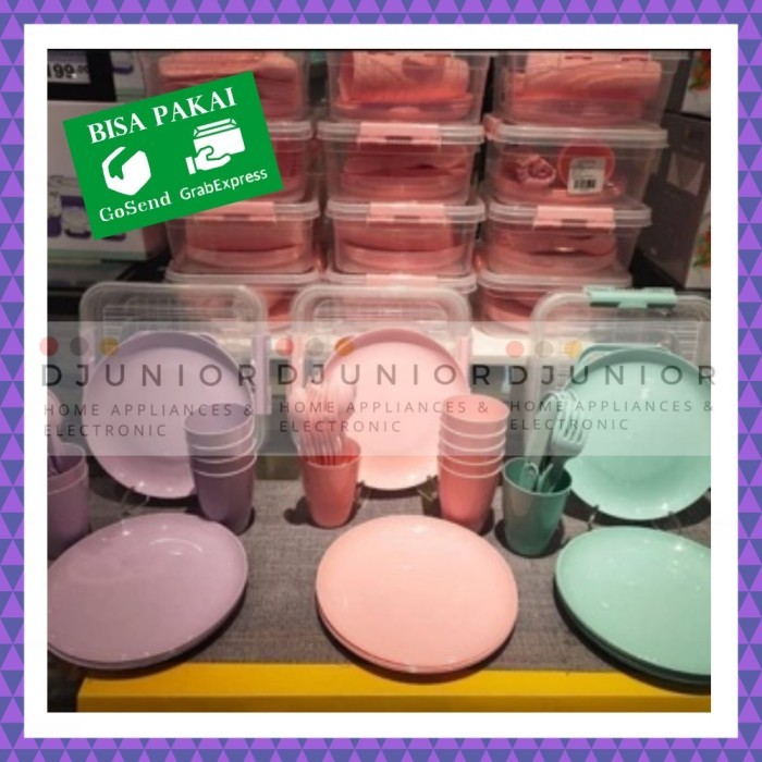 INFORMA - PIKNIK SET PERALATAN MAKAN / PIRING SET PLASTIK TEMPAT MAKAN