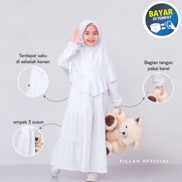 BAJU GAMIS ANAK PEREMPUAN PUTIH POLOS