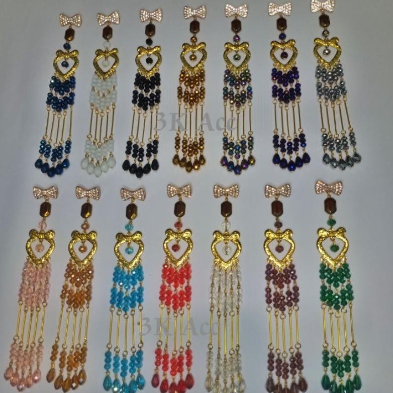 Stok Terbatas Bros Dagu Jurai/Juntai Panjang Kristal Ceko,Aksesoris Hijab Cantik Mewah Original