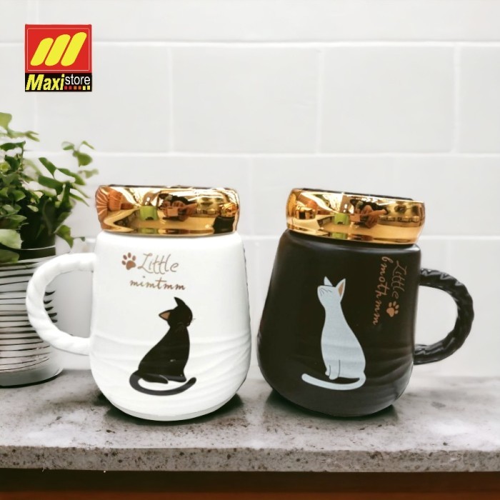 Mug Keramik Couple Kucing Hitam Putih - Maxistore