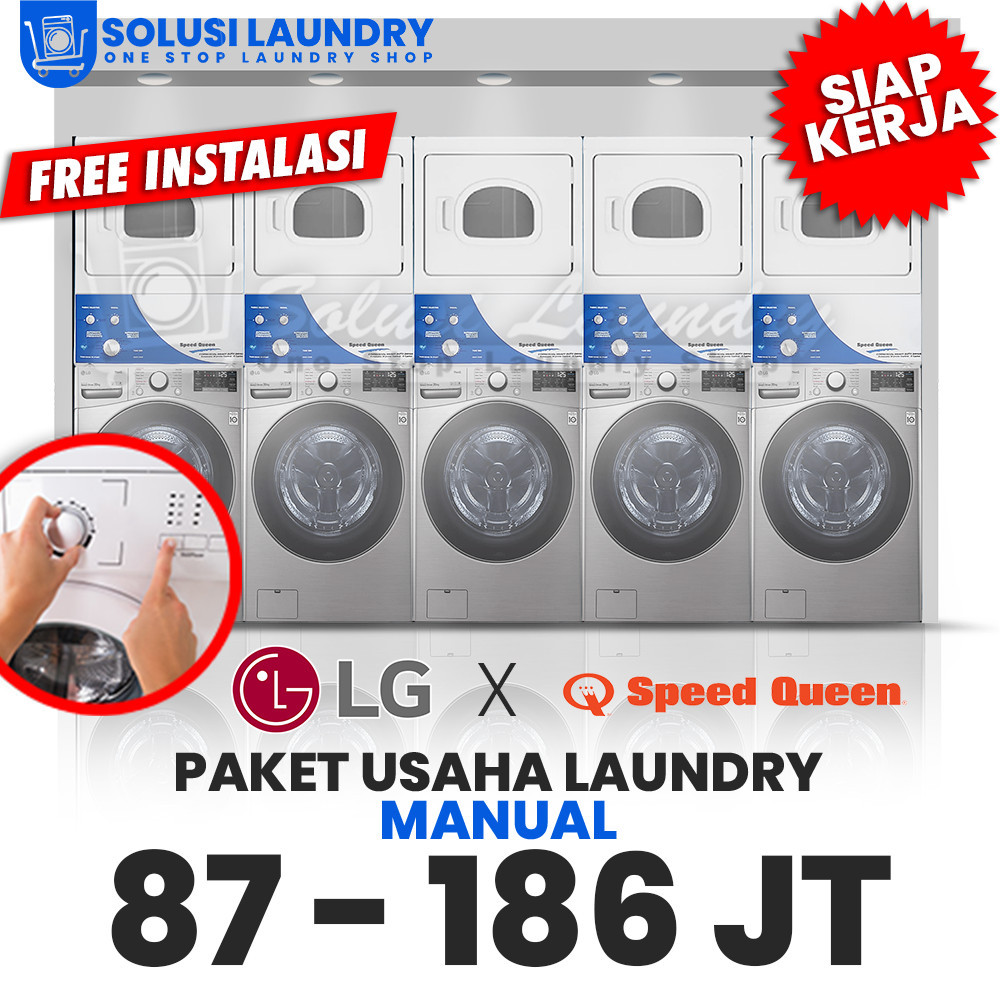 Paket Usaha Laundry Mesin Cuci LG 20kg Mesin Pengering SpeedQueen15kg Manual dan Otomatis
