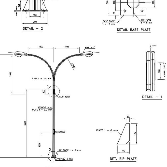 Terlaris Tiang Pju Lampu Jalan H06M Oktagonal Hexagonal Double Parabola 6  Best Ready Stok